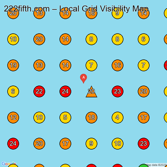 222fifth.com E-Commerce Service GeoGrid ranking map for None